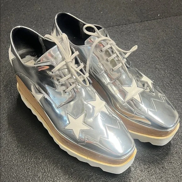 Stella McCartney Silver Star Platform Lace-Up Shoes - Picture 4 of 8